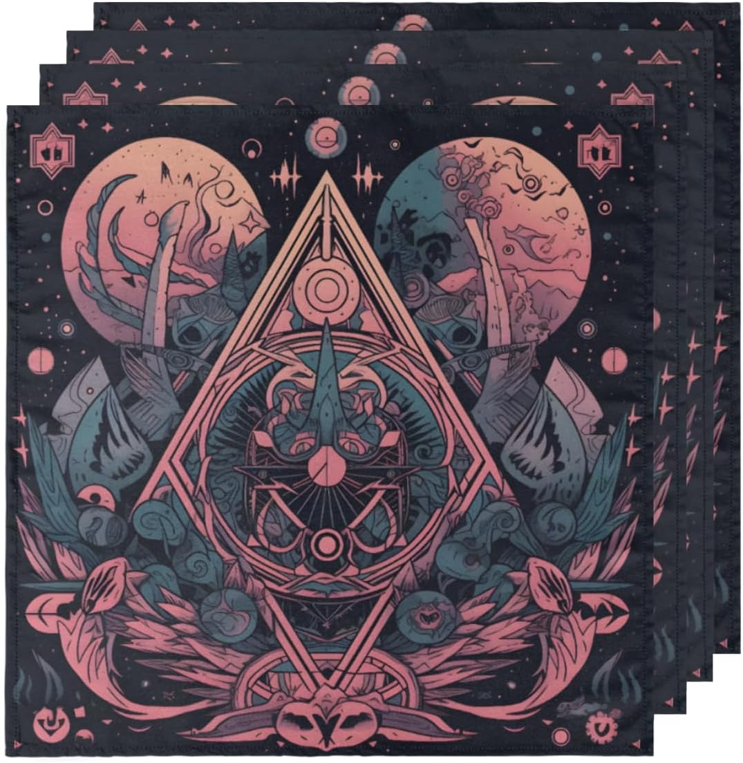 Cloth Napkins Set of 6 Pink Magic Geometry 20×20 Inch Cloth Napkins Funny Pattern Washable Reusable Kitchen Dinner Napkins Table Decor for Wedding,