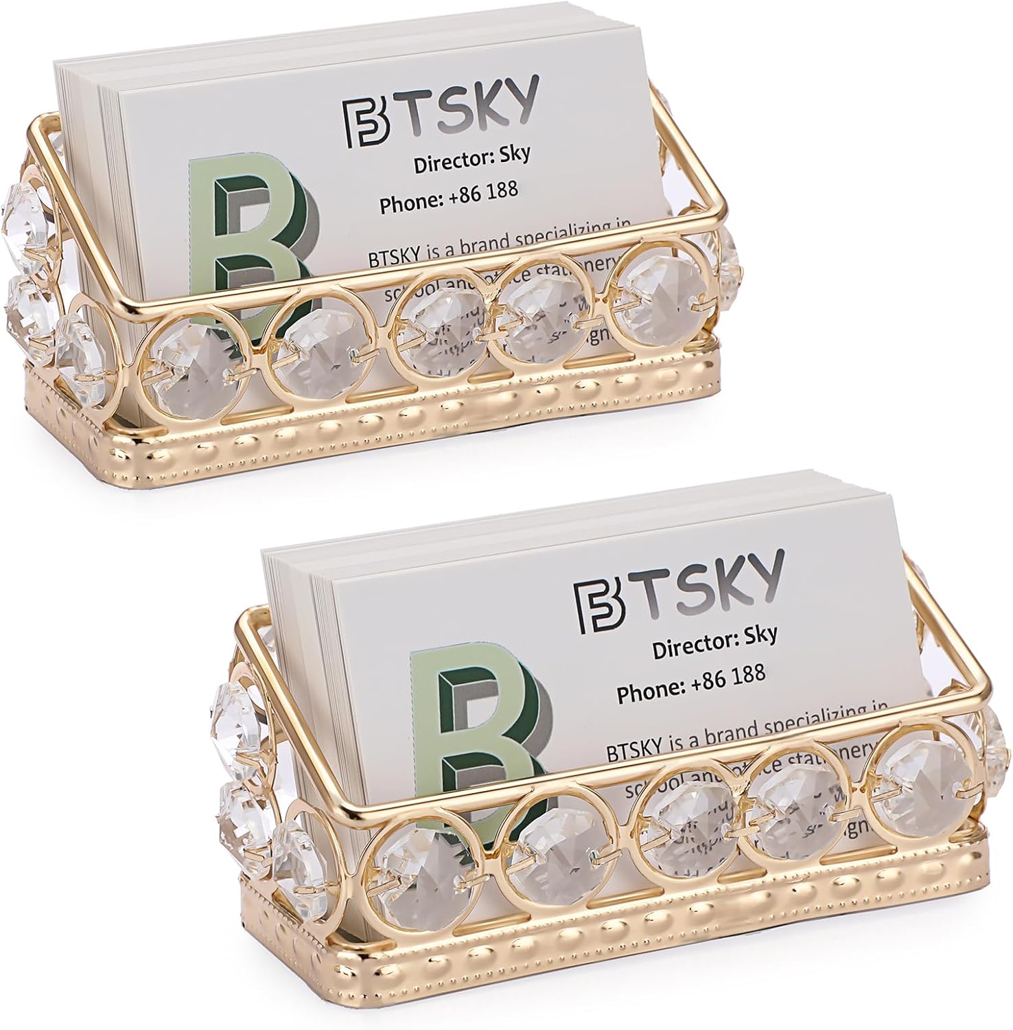 BTSKY Paquete de 2 tarjeteros de cristal para escritorio, soporte de exhibición de tarjetas de identificación para encimera de oficina, organizador