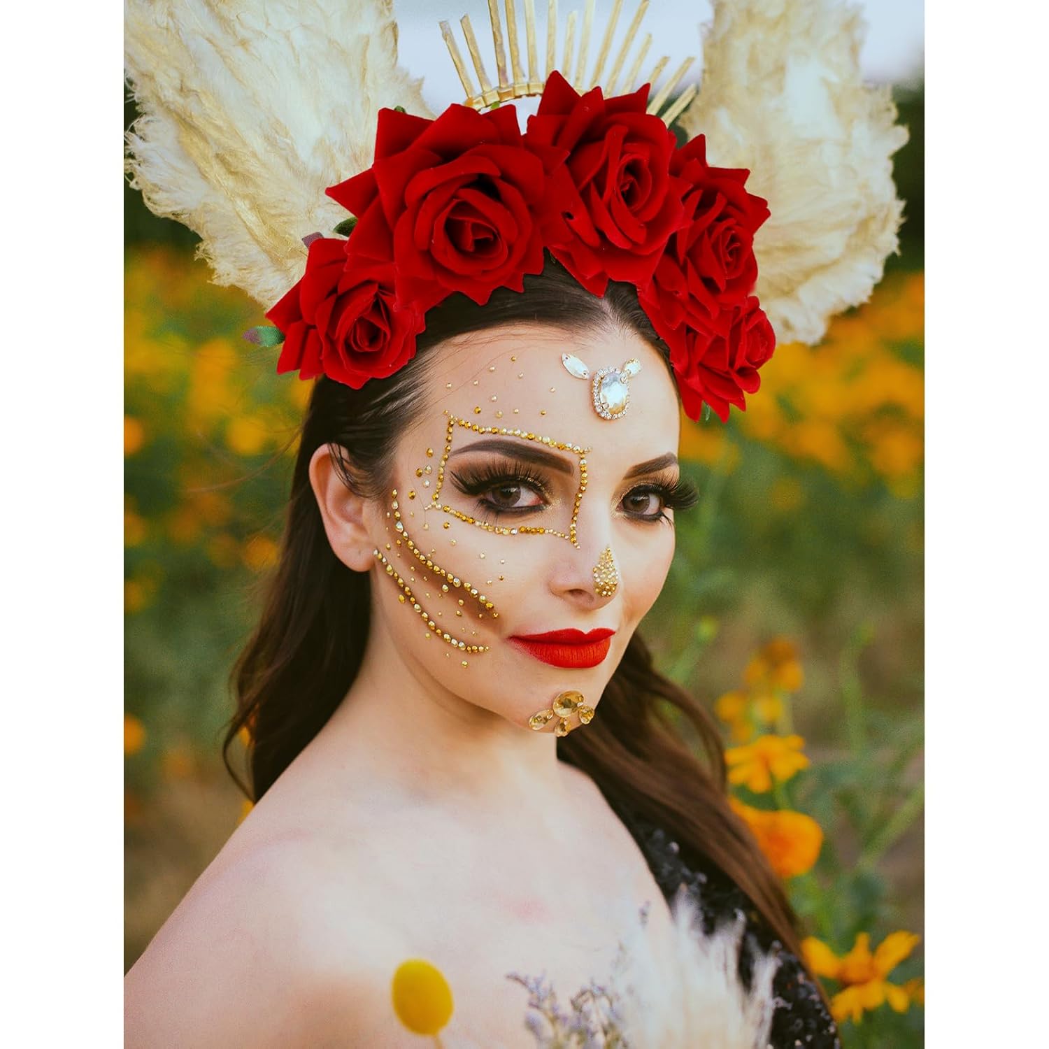 6 pinzas para el pelo de rosas rojas para mujeres y niñas, broches de flores, broches florales, pinzas de tela con rosas para el cabello, accesorios
