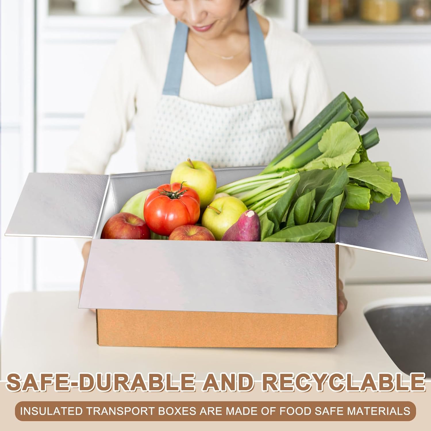 10 cajas de envío aisladas con forro de papel de aluminio, caja de envío térmica térmica para envío de alimentos congelados, caja enfriadora