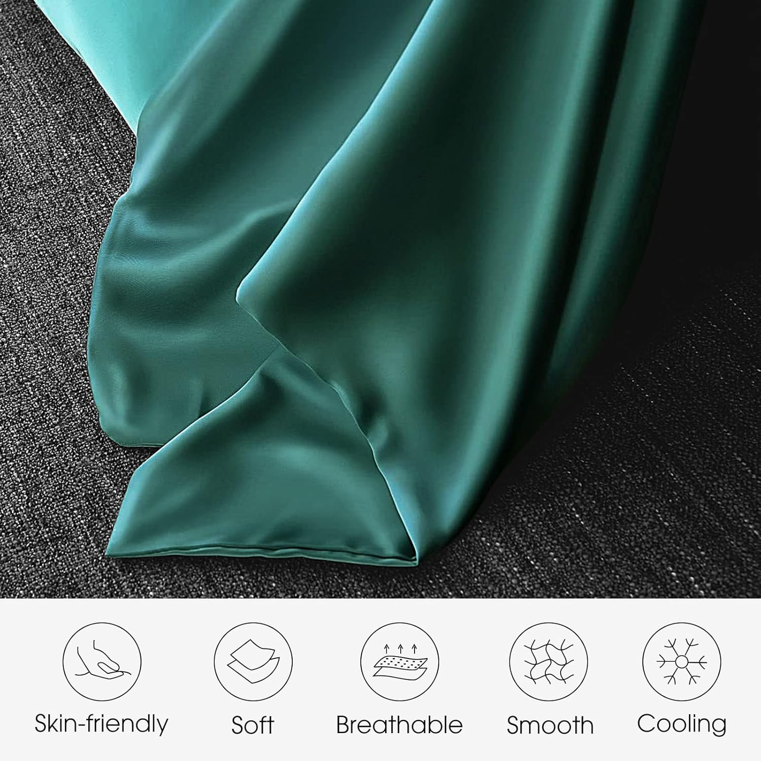 WLOSJ Juego de 2 fundas de almohada 100% seda para cabello y piel, tamaño Queen, 19 Momme, seda de morera, suave, transpirable, con cremallera
