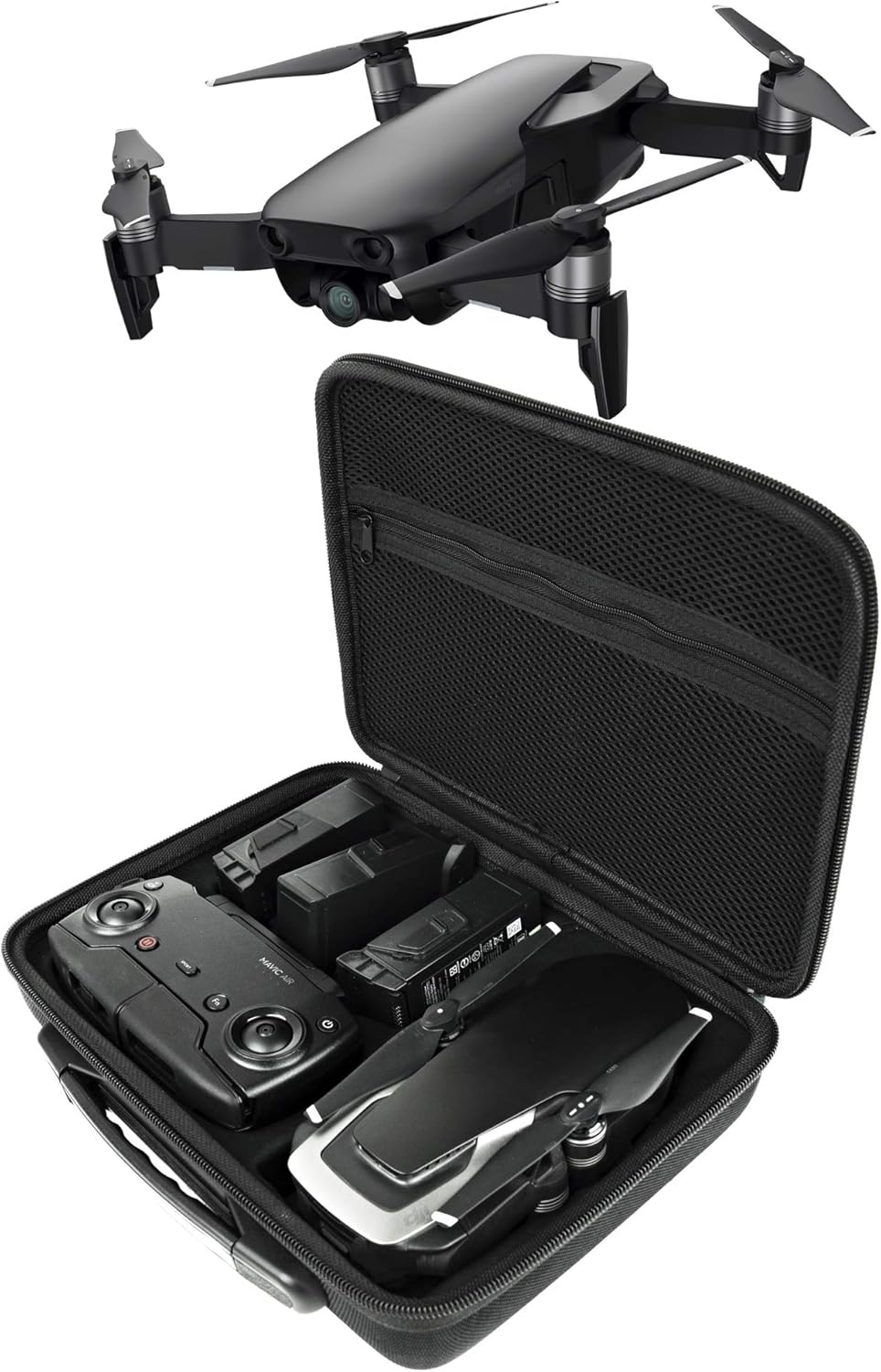 MAVIC AIR GO CASE (DRONEGEAR EDITION) Carcasa rígida compacta DJI MAVIC AIR BODY, CONTROLLER, y 3 PILAS DE REPUESTO -Funda de viaje de nailon
