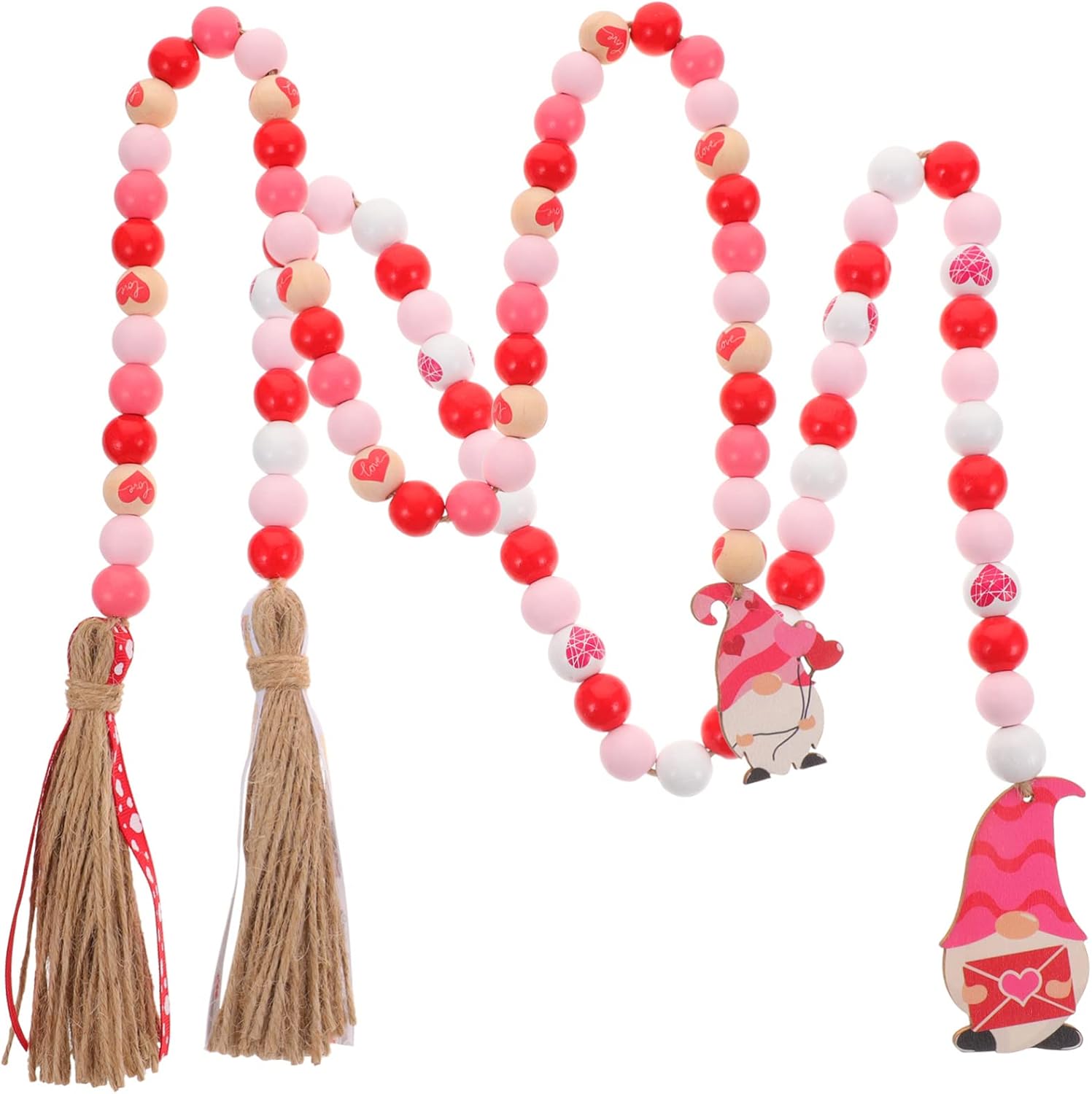 Abaodam 4 Pcs Wooden Bead Hanging String Household Decor Wooden Serving Trays Home Decorations Wood Bead Garland Valentines Day Decor Love Beaded