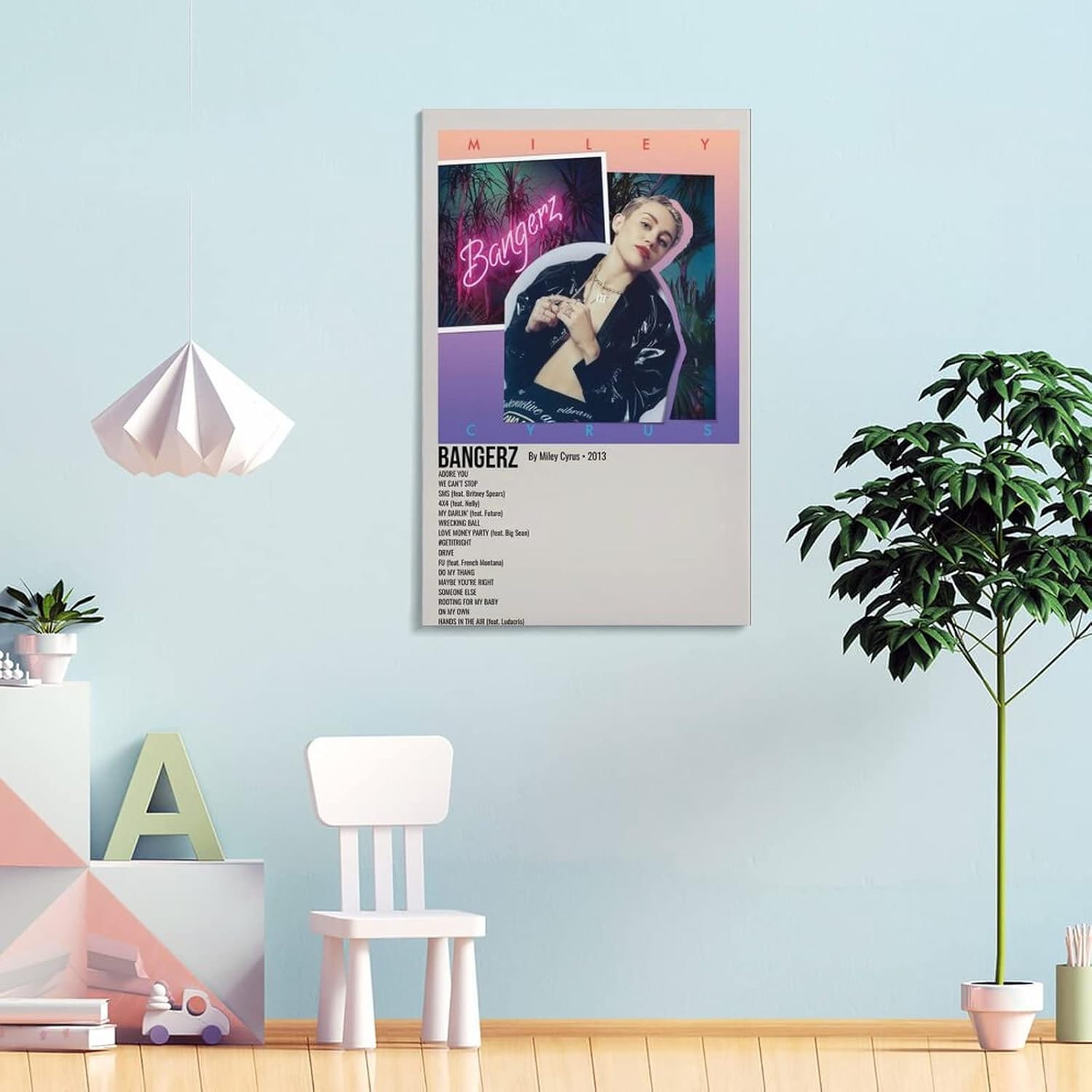 Miley Cyrus BANGERZ 2013 – Póster de lienzo para decoración de dormitorio, paisaje, oficina, marco de regalo de cumpleaños de San Valentín, estilo