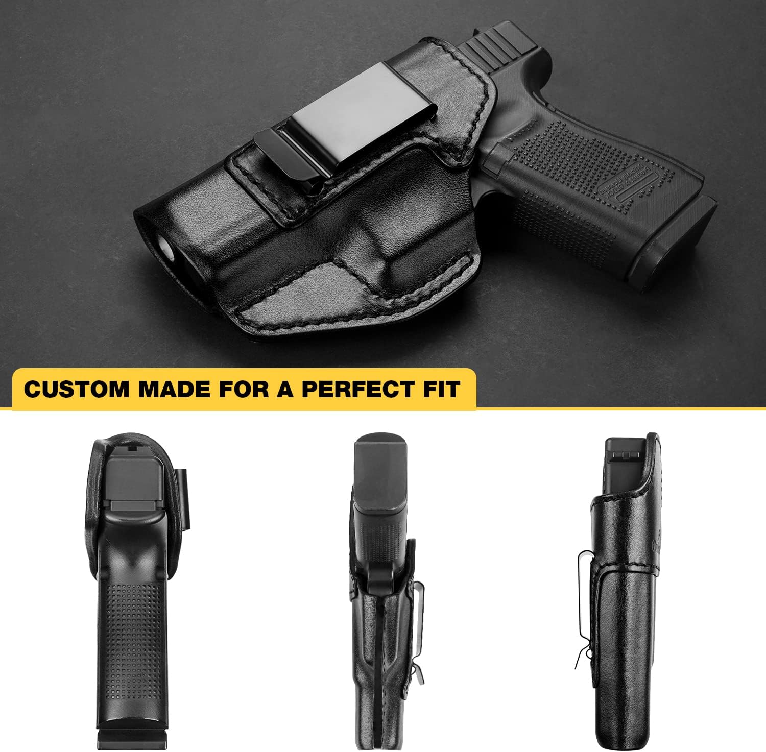 Funda de cuero hecha a mano para Glock 1919X233245, cintura interior oculta, funda IWB para G19 (Gen 345), mano derecha, funda de cuero de grano