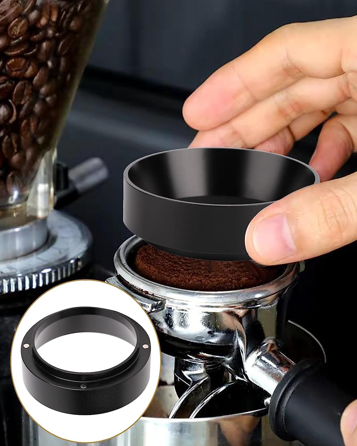 Anillos de dosificación, embudo de dosificación de espresso, compatible con anillo de dosificación de café magnético, embudo de anillos de