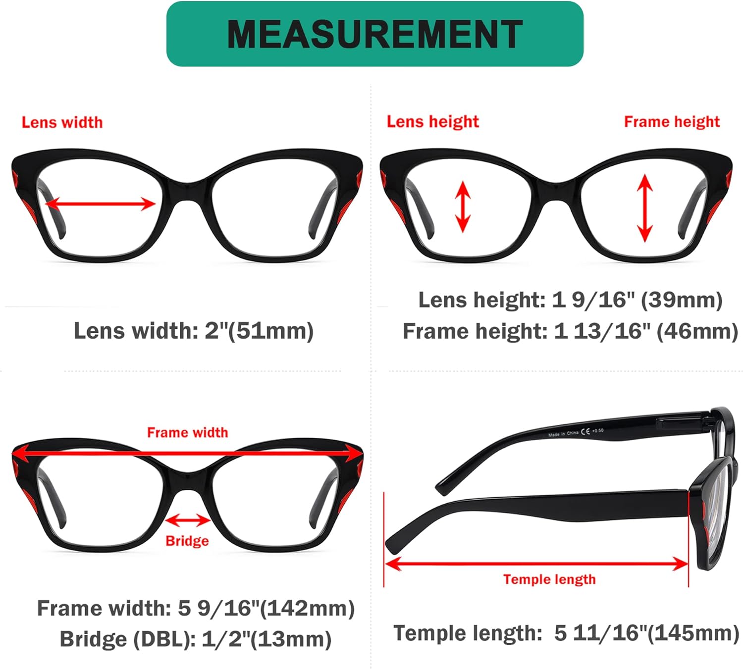 Eyekepper Paquete de 5 lentes de lectura para mujeres y lectores de ojo de gato