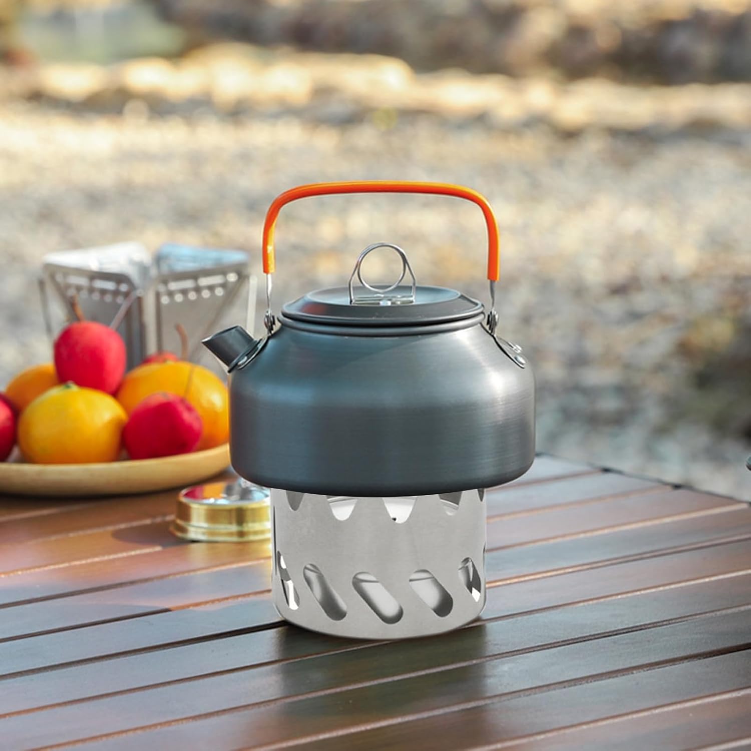 Mini estufa de mochilero de alcohol, quemador portátil de aluminio ultraligero con soporte para acampar senderismo y picnic L 80ML