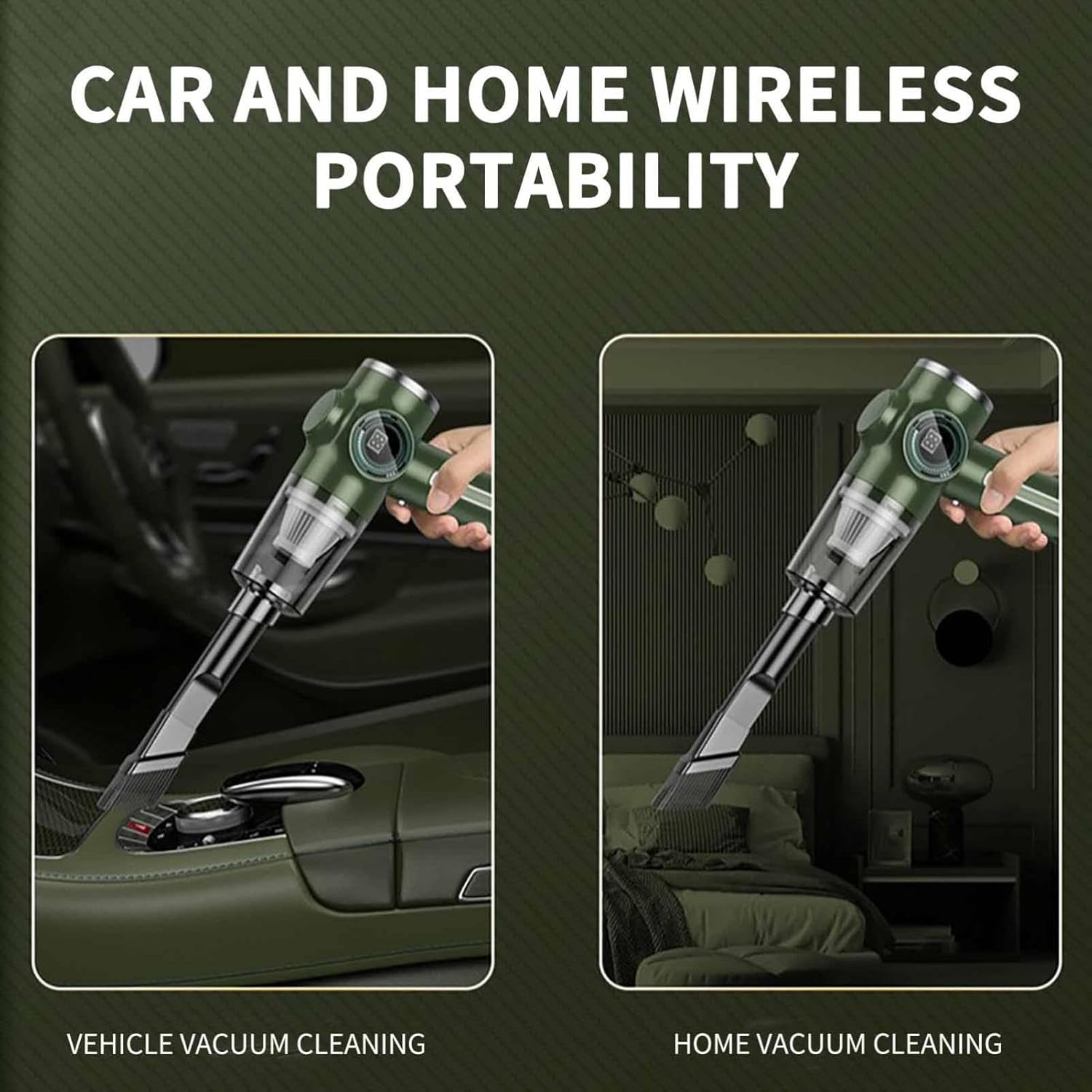Aspiradora inalámbrica, aspiradora recargable para automóvil con pantalla digital, filtro lavable, alta potencia, uso húmedo y seco, aspiradora