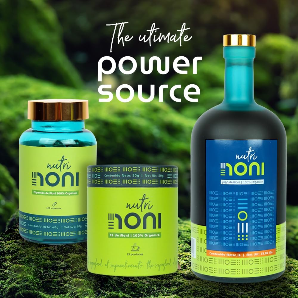 Nutri Noni Hecho de fruta de noni orgánica 100% pura deshidratada costarricense certificada por USDA, 120 cápsulas recomendadas para servir