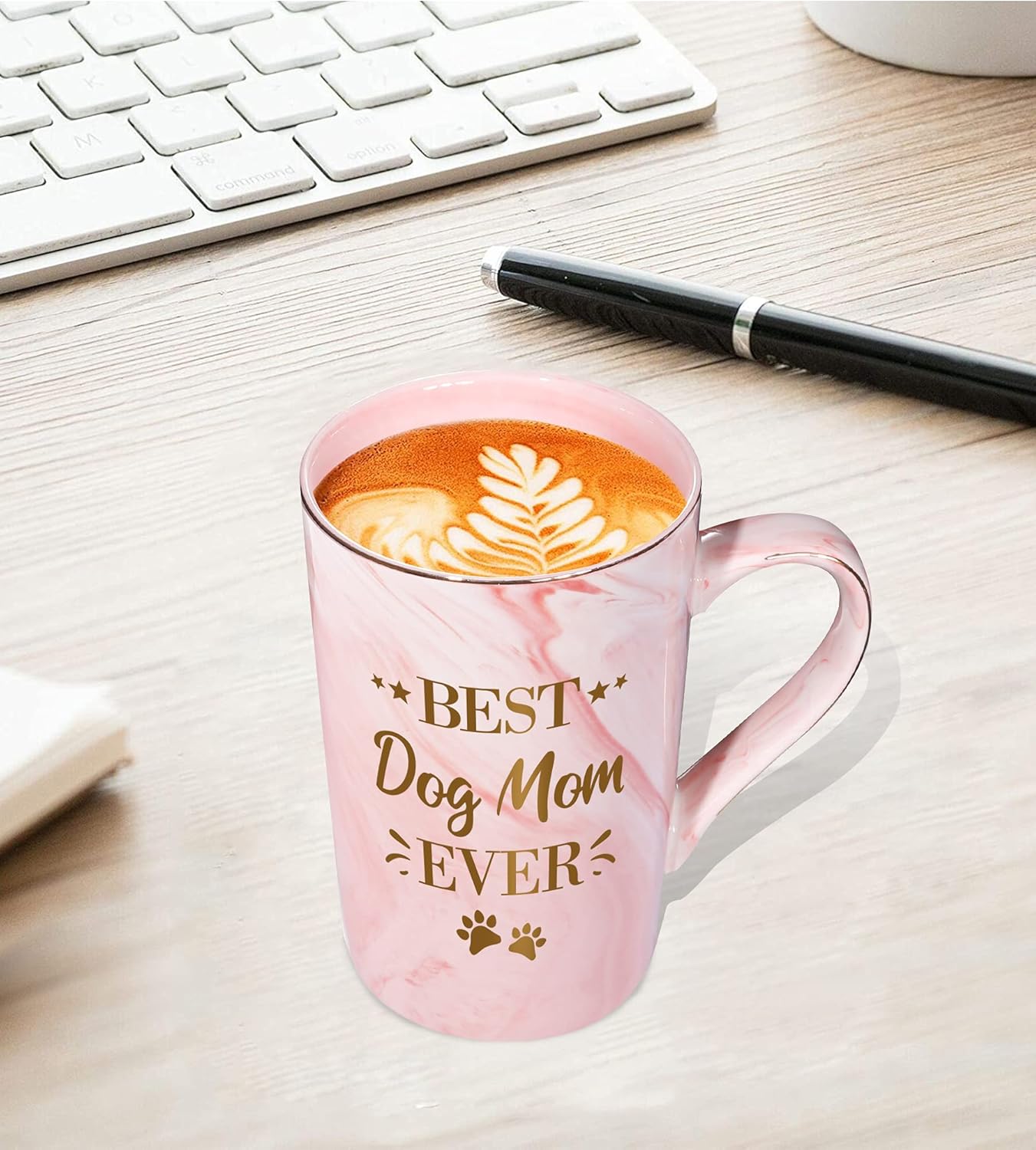 RosieLily Best Dog Mom Ever – Tazas de café para mujeres, divertidas tazas de cerámica con diseño de mármol, regalos de cumpleaños para amantes de