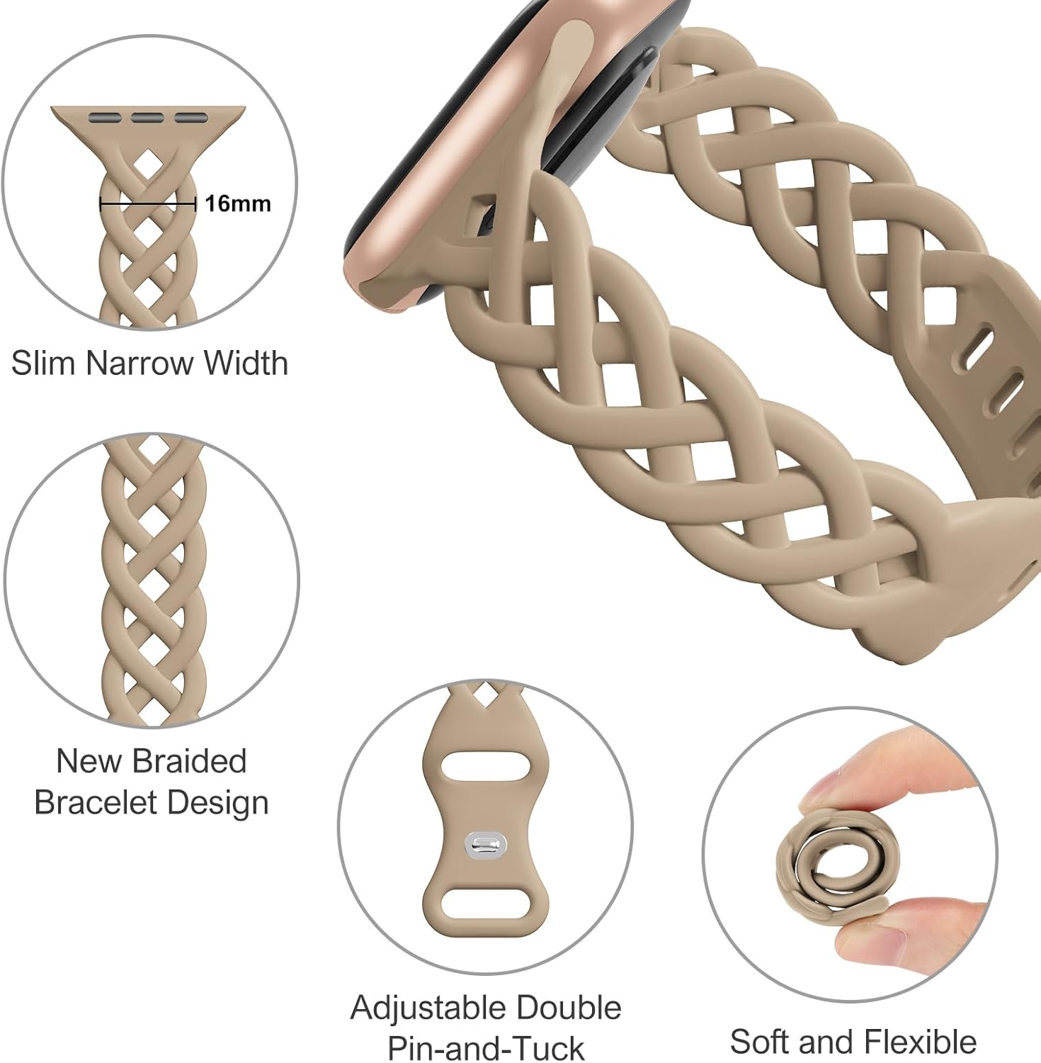 Correas de silicona delgadas compatibles con Apple Watch Band de 1.57, 1.49, 1.61, 1.73, 1.77 y 1.65 pulgadas, correa deportiva de repuesto para