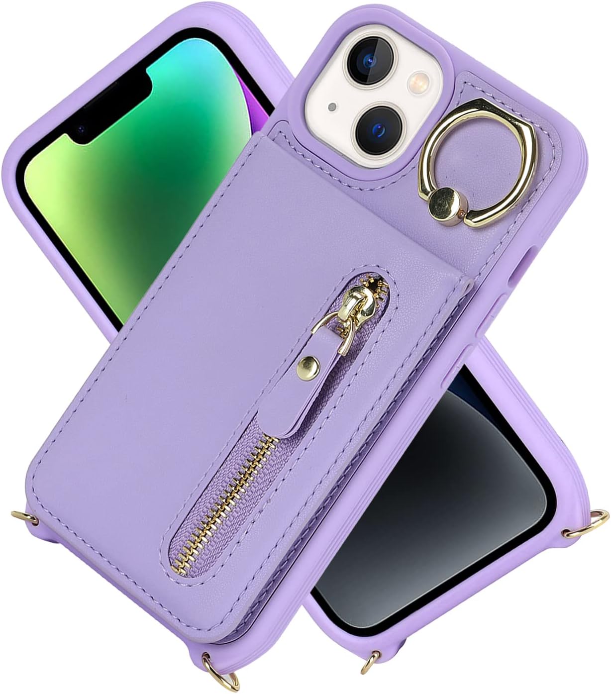 Funda para iPhone 13 Mini con tarjetero para mujer, iPhone 13 Mini, cartera con correa y ranuras para tarjetas de crédito, bandolera con cremallera