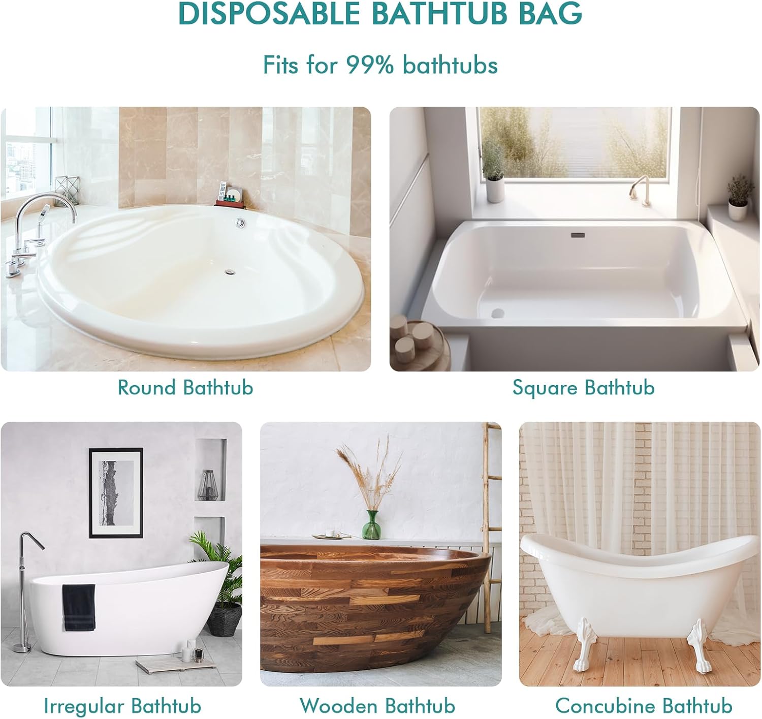 AGPTEK Paquete de 20 revestimientos desechables para tina, bolsa de plástico grande para tinas de salón, hogar y hotel (102 x 47 pulgadas)