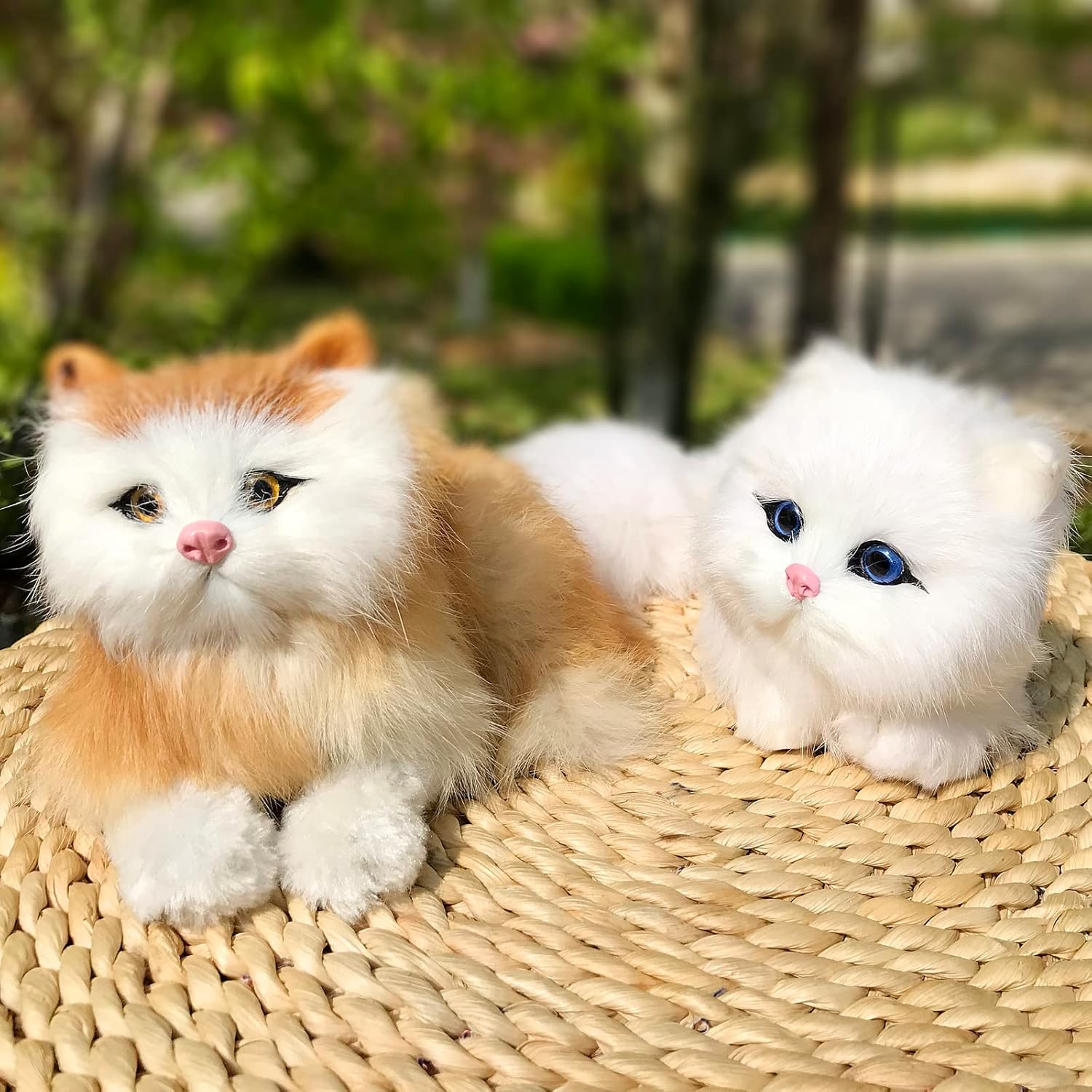 Paquete de 2 figuras realistas peludas de gatitos de imitación de gatitospiel sintética para mascotas, réplica de animales de peluche, accesorios de