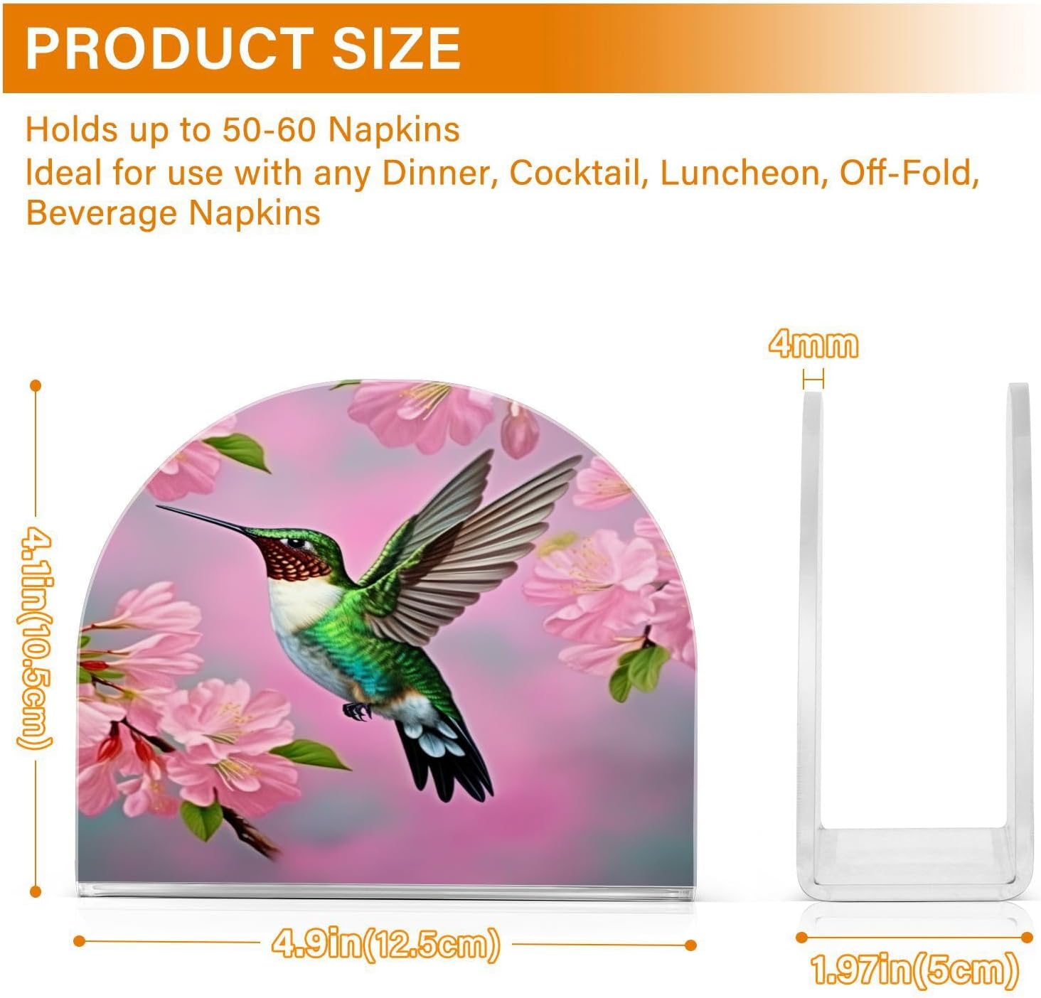 Servilleteros de colibrí y flor de cerezo para mesas, servilleteros de acrílico transparente, servilleteros de cóctel para cocina, restaurante, bar,