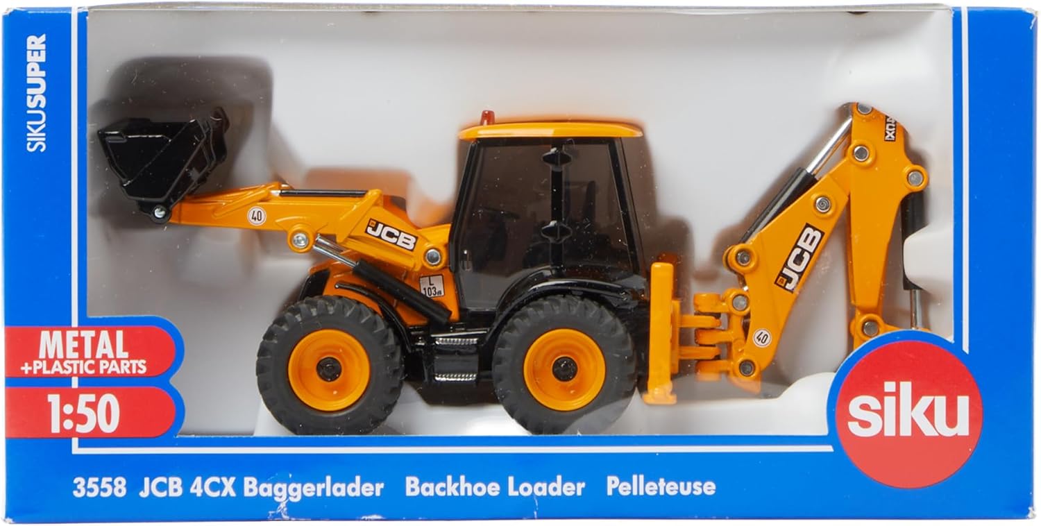 Siku 3558, Retroexcavadora JCB 4CX, 150, MetalPlástico, Amarillo, Multifuncional, Se pueden combinar modelos de la misma escala
