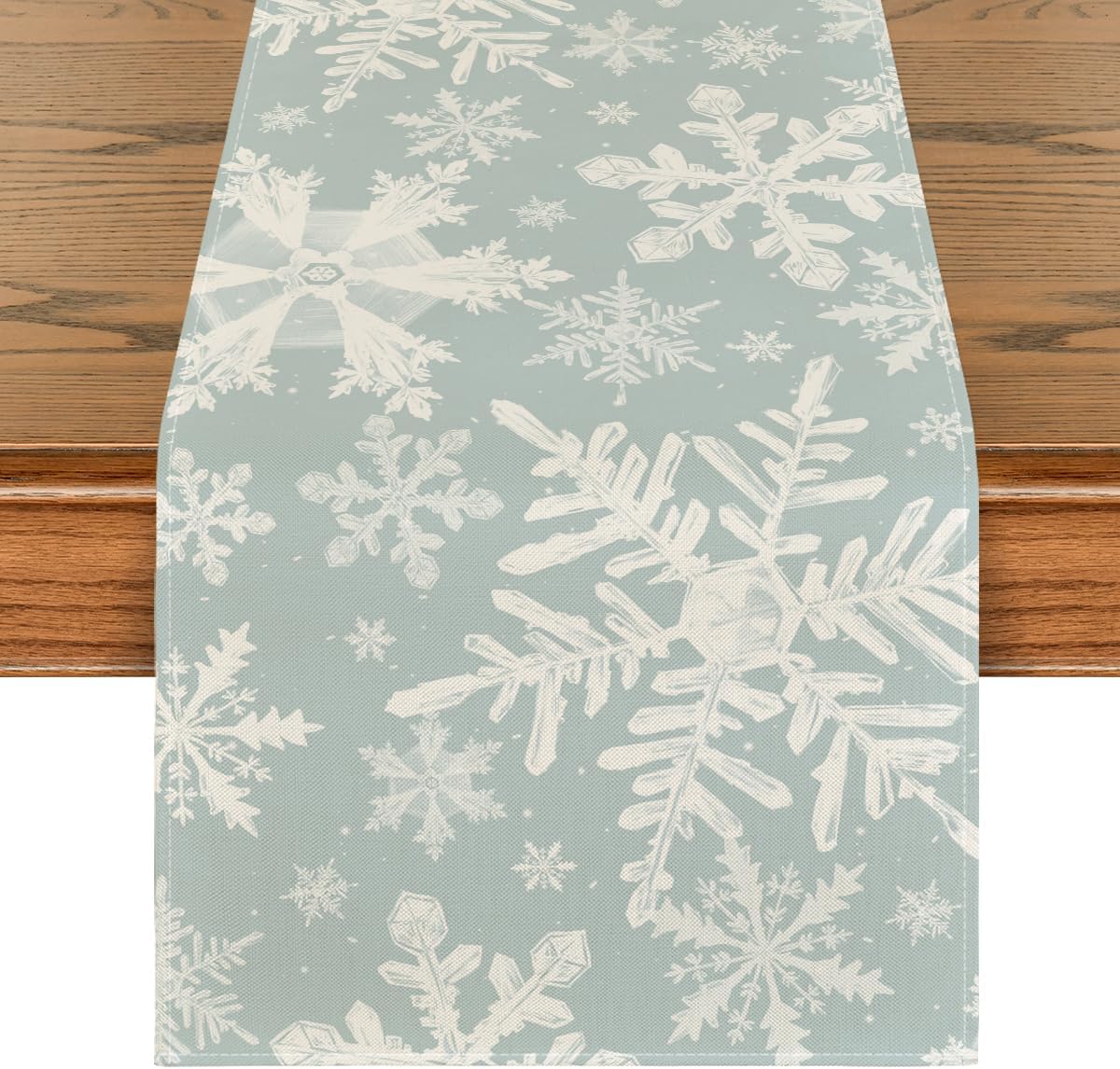 Artoid Mode Camino de mesa de Navidad con copos de nieve aguamarina, decoración de mesa de comedor para decoración de fiesta en el hogar, 13 x 72