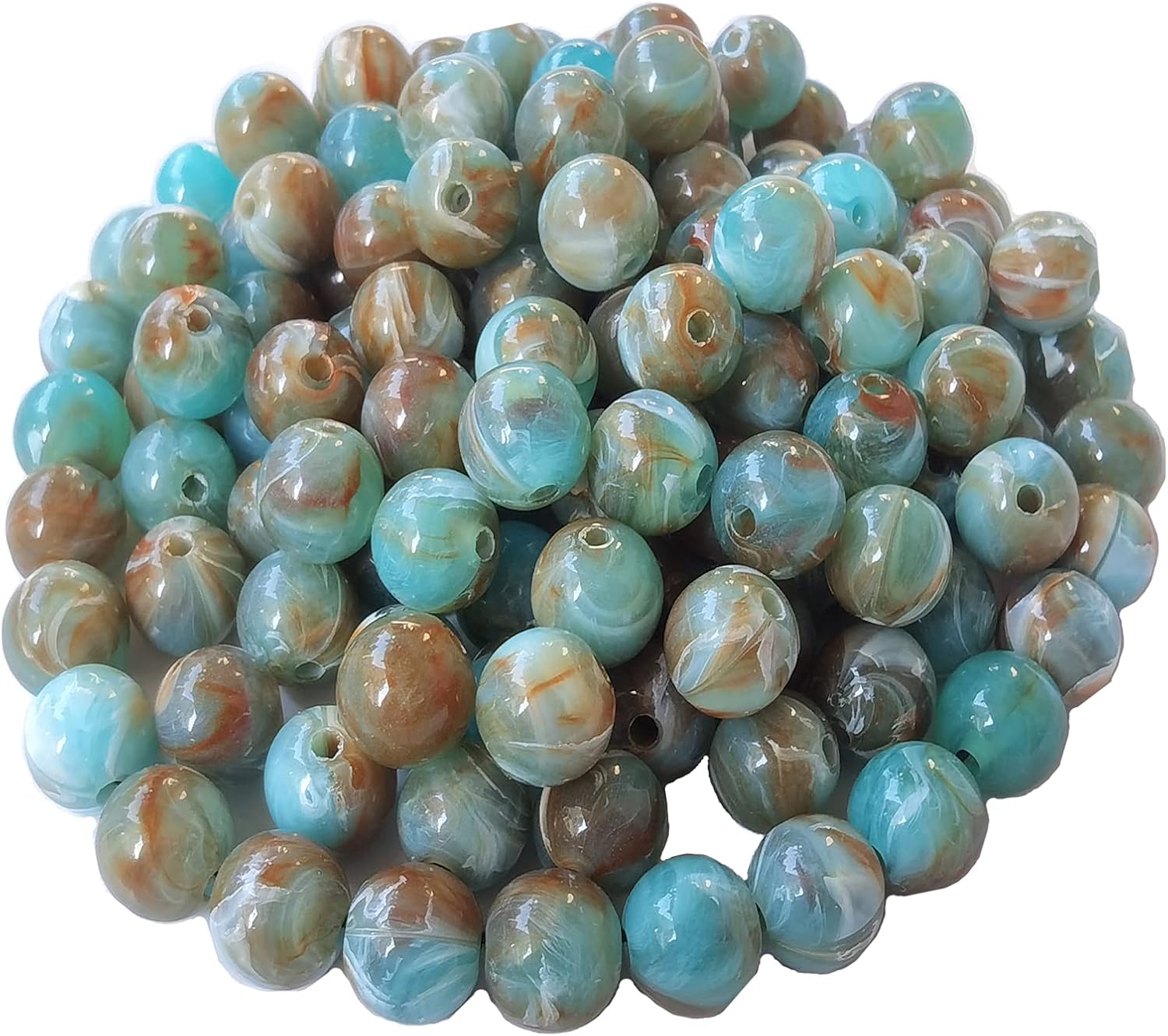 200 cuentas de cristal acrílico para hacer joyas, cuentas redondas sueltas, encantos, patrones de mármol para pulseras, aretes, collares, anillos,