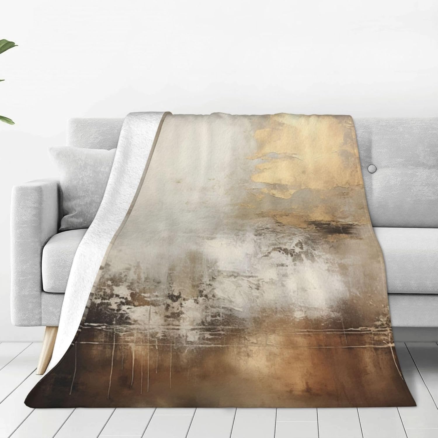 Manta con patrón abstracto, color negro y gris, con patrón dorado, para todas las estaciones, manta de franela impresa para sofá, cama, silla,
