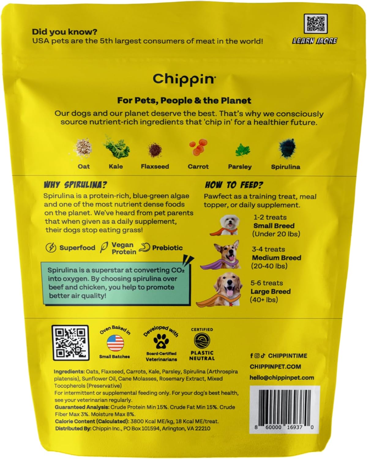 Suplemento saludable de espirulina a base de plantas y golosinas para perros (5 onzas, 2 unidades)  Deja de comer hierba  Proteína vegana