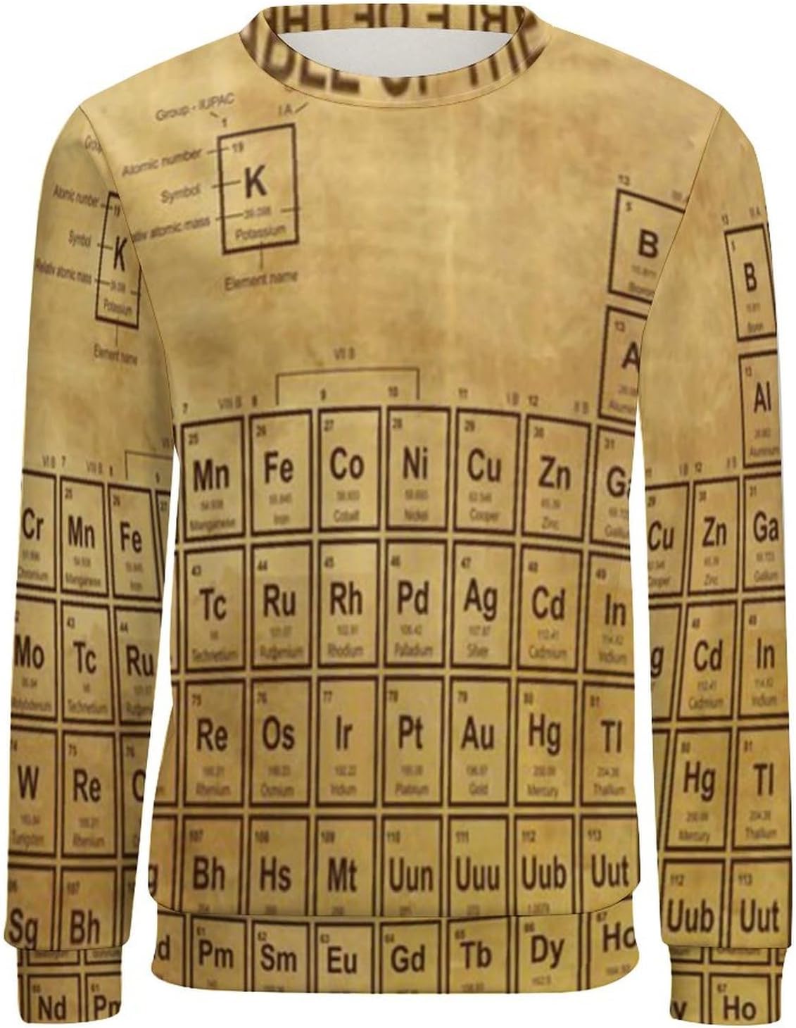 Science Elements Chemistry Crew Neck Pullover for Men Loose And Casual Sweatshirt Long Sleeve T Shirt