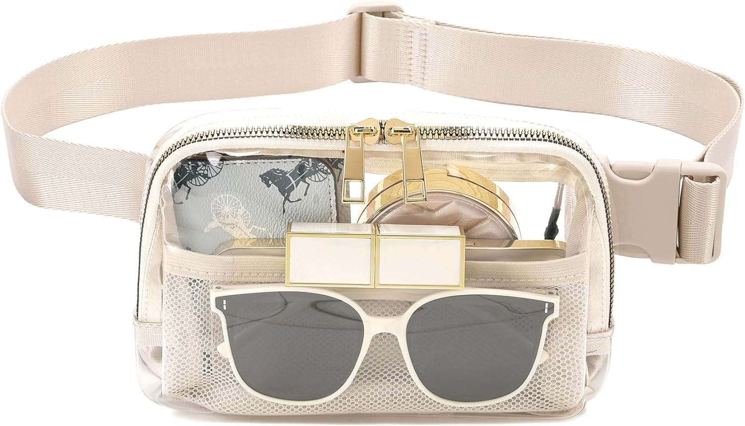 Riñonera transparente aprobada para mujeres y hombres con correa ajustable, bolsa cruzada transparente para conciertos, deportes, viajes,