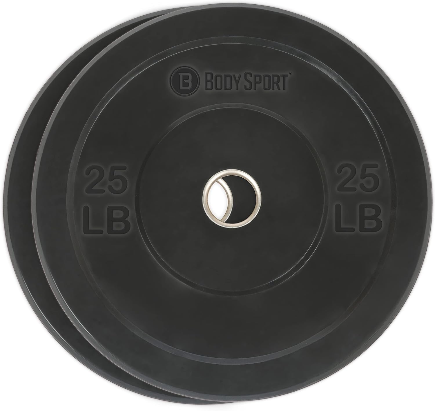 Body Sport 2 Rubber Olympic Bumper Plate Plate Set  Bumper Weight Plates  Set of Free Weights for Strength Training  Impact Absorbing Bumper Plates