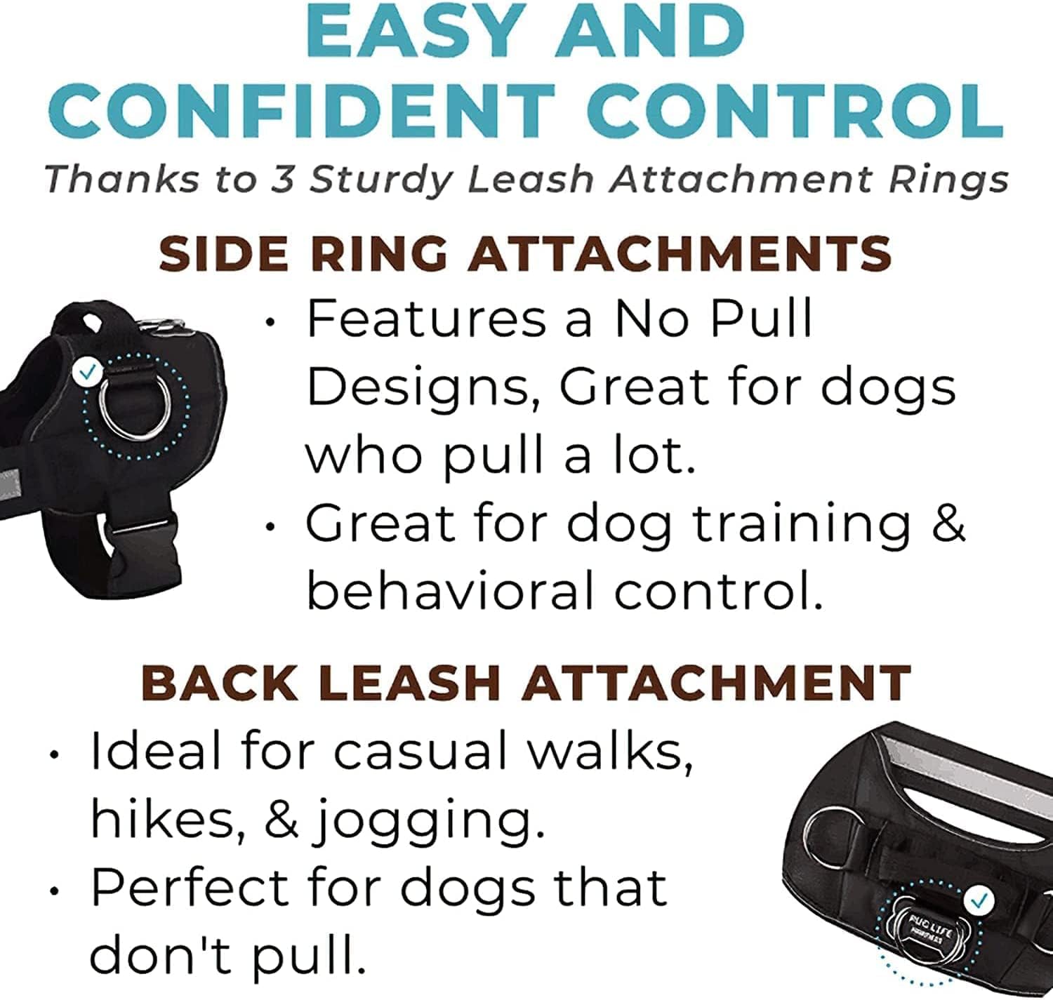Joyride Harness Luxe Joyride Harness para perros, arnés para mascotas sin tirones, fabricado en los Estados Unidos, 3 anillos laterales mejorados,