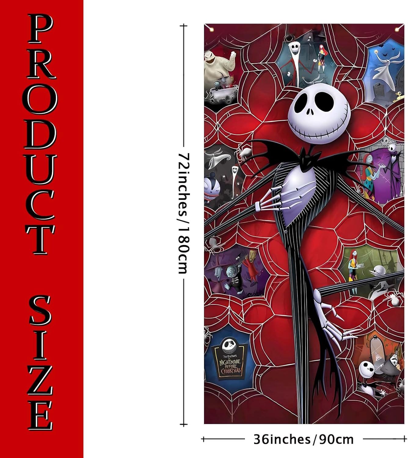 Jack Skellington Sally Zero – Cubierta de puerta de Jack Skellington Sally Zero – Fondo de fotos para Halloween, Navidad, Navidad, decoración y