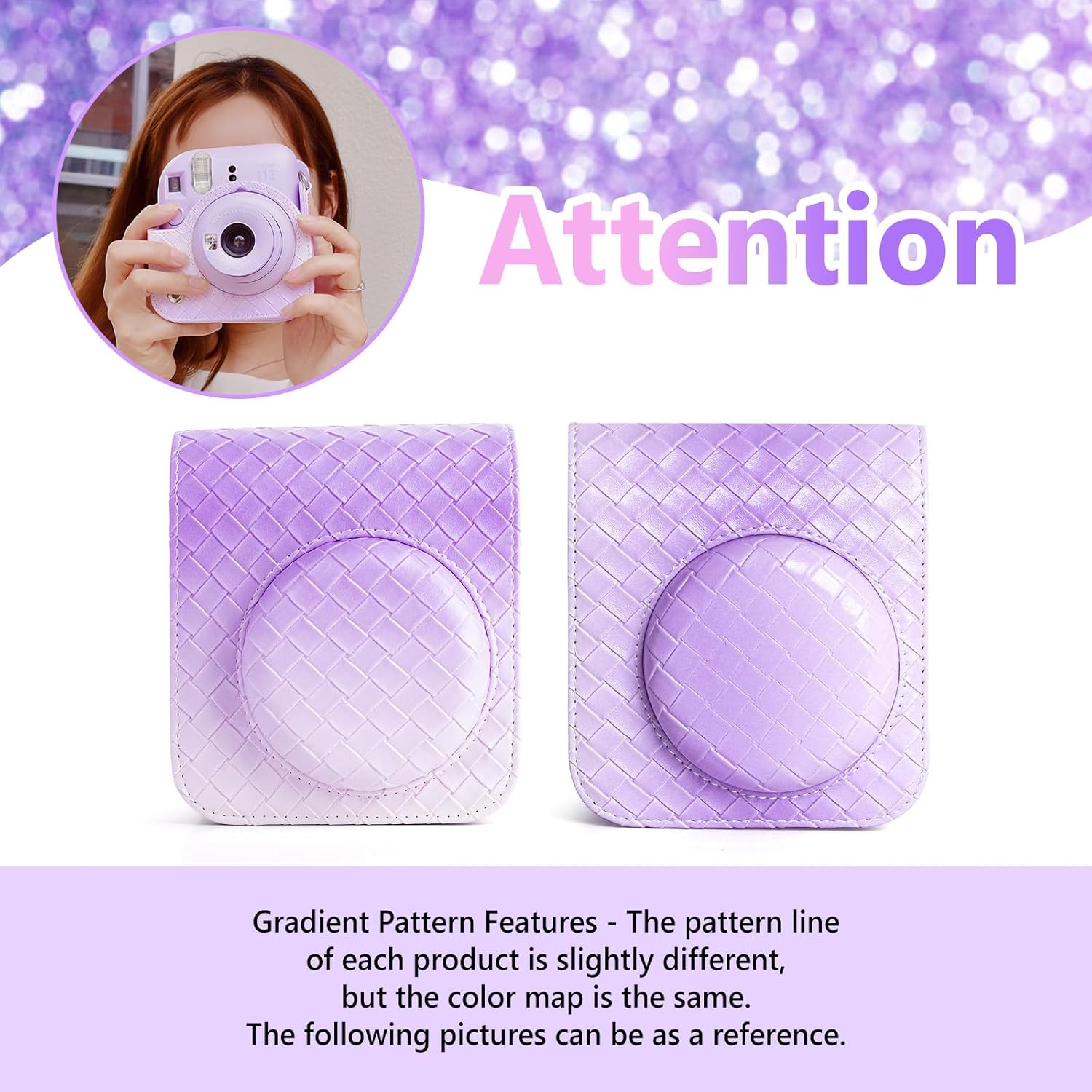 MUZIRI KINOKOO Funda para cámara de película instantánea Fujifilm Instax Mini 12Polaroid Mini 12, funda protectora de piel sintética con tejido
