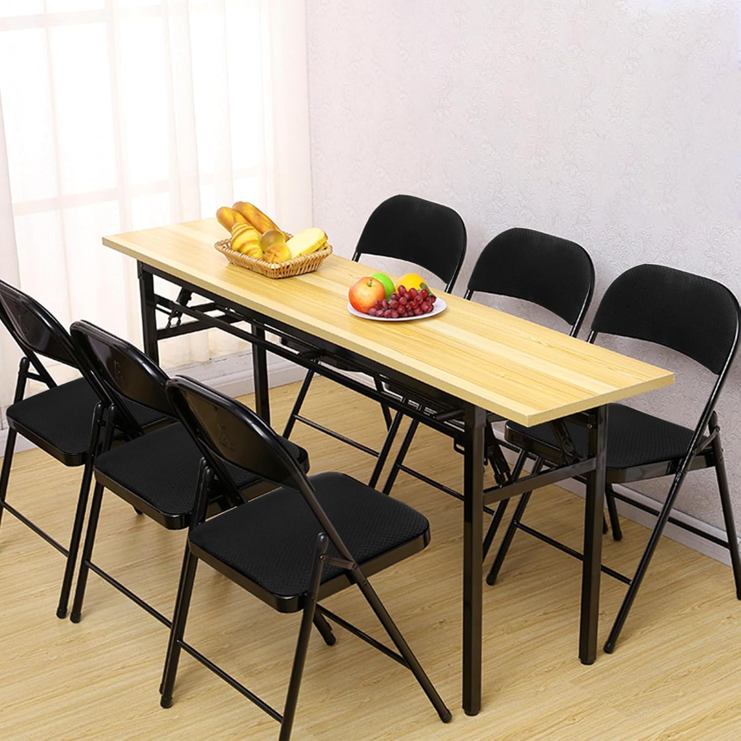 Paquete de 6 sillas plegables, juego de 6 sillas plegables de tela de metal con asientos acolchados, sillas plegables acolchadas para fiestas,