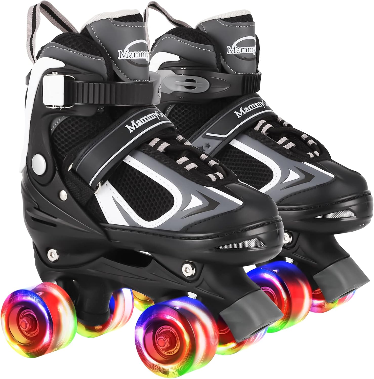 Nattork – Patines de ruedas para niños y niñas, 4 tamaños, patines ajustables con ruedas iluminadas, divertidos patines para niños pequeños,