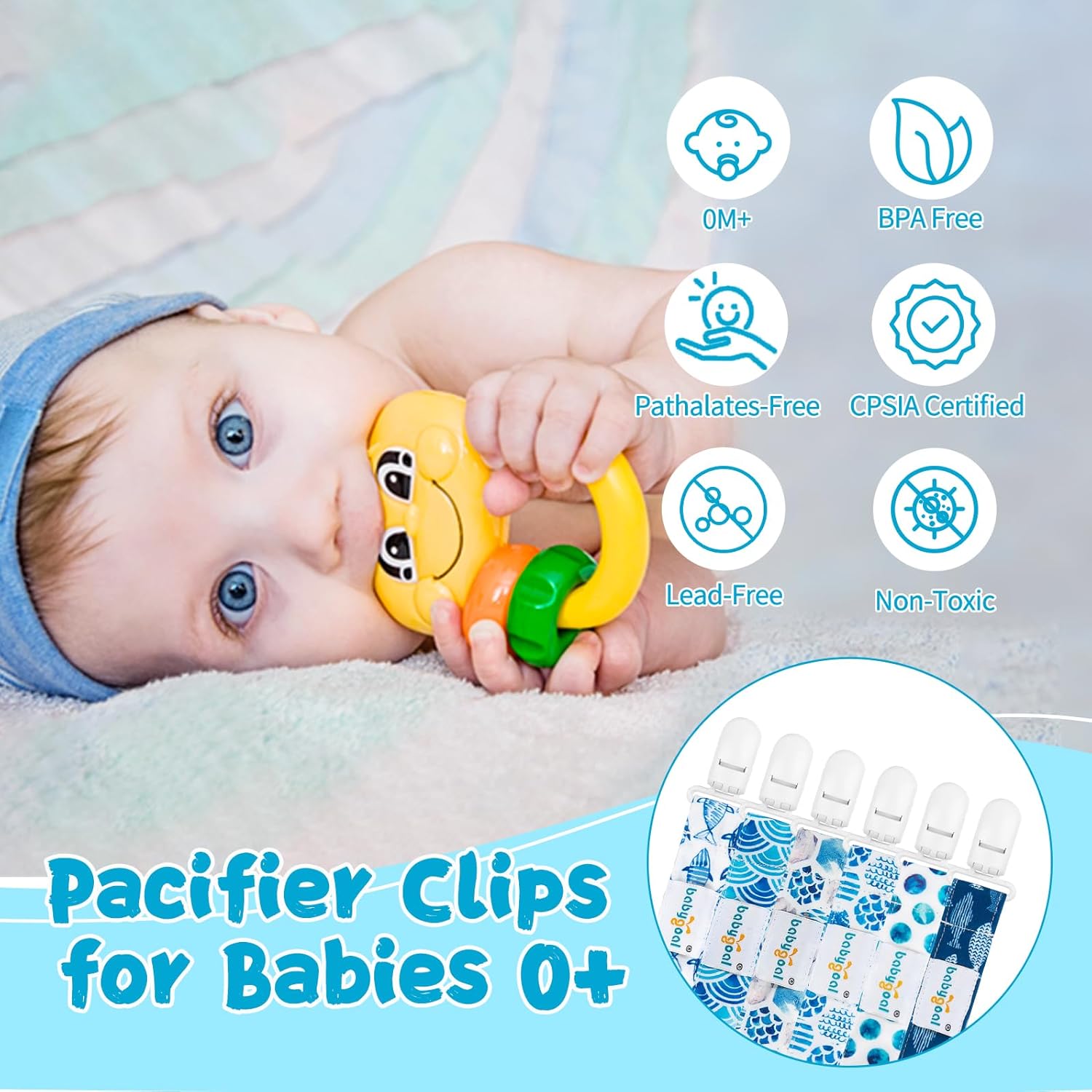 Babygoal – Prendedores para chupón, paquete de 6 soportes para chupón para niños y niñas, se adapta a la mayoría de los estilos de chupones,