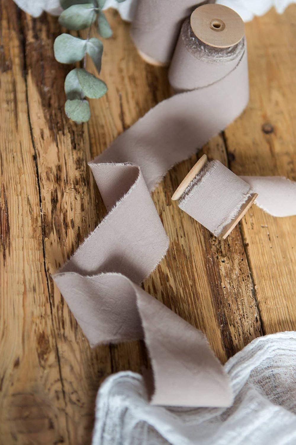 Beige ribbon 12″ 1″ 2″ 3 inch wide 5yd cotton Frayed edges hand dyed for Rustic wedding invitation ties favors gift wrapping Party decor bows