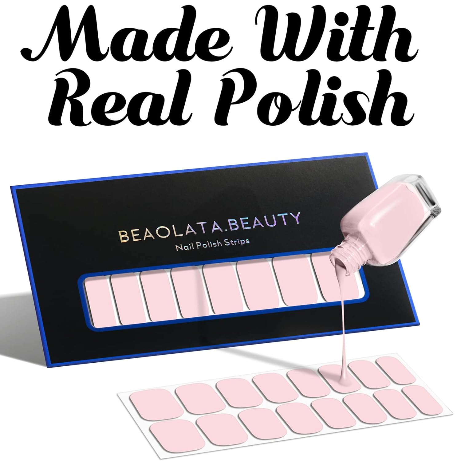 Beaolata Tiras de esmalte de uñas, 32 envolturas de uñas, calcomanías de uñas, tiras de uñas de gel, fáciles de aplicar y quitar, de larga duración,