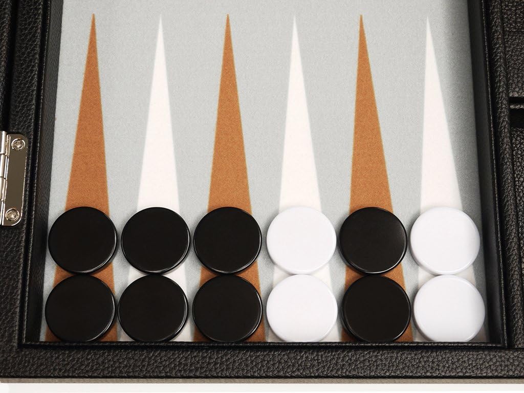 Juego de Backgammon Premium de 13 pulgadas, tamaño de viaje, pizarra negra, blanco y puntos de ron