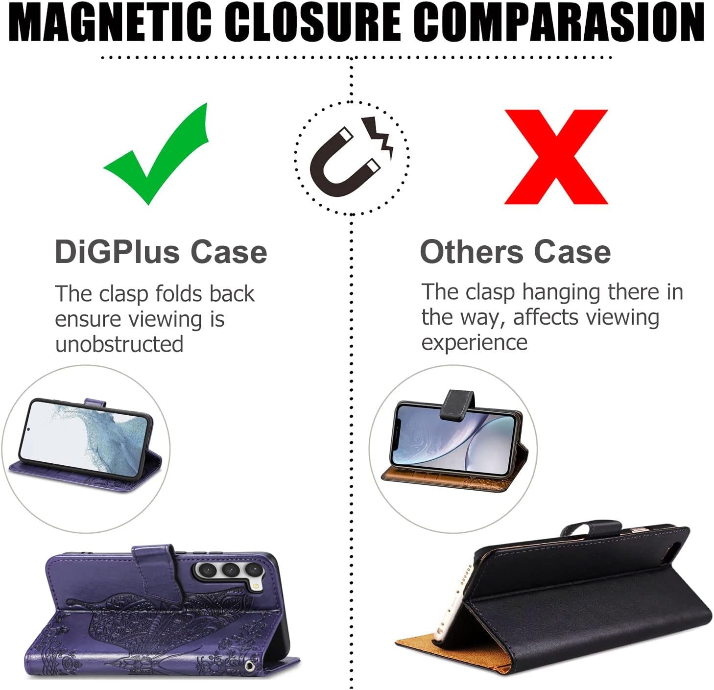 Funda tipo cartera para Galaxy S23 5G, con estampado de mariposas y flores, de piel sintética, con ranuras para tarjetas y función atril para