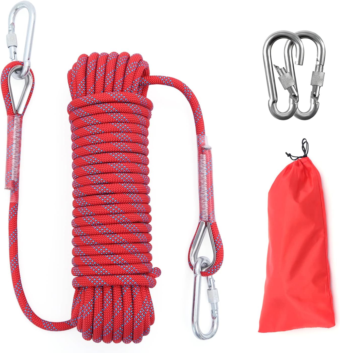 Cuerda de escalada al aire libre de 0.394 in de diámetro, 32.8 ft (32 pies), 65.6 ft (64 pies), cuerda de escalada en roca, cuerda de rapel de