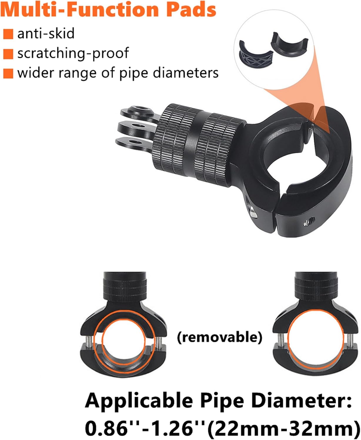 Soporte de cámara de rotación de 360 grados para Gopro, montaje de manillar de bicicleta de aluminio con barra de extensión para cámaras de acción