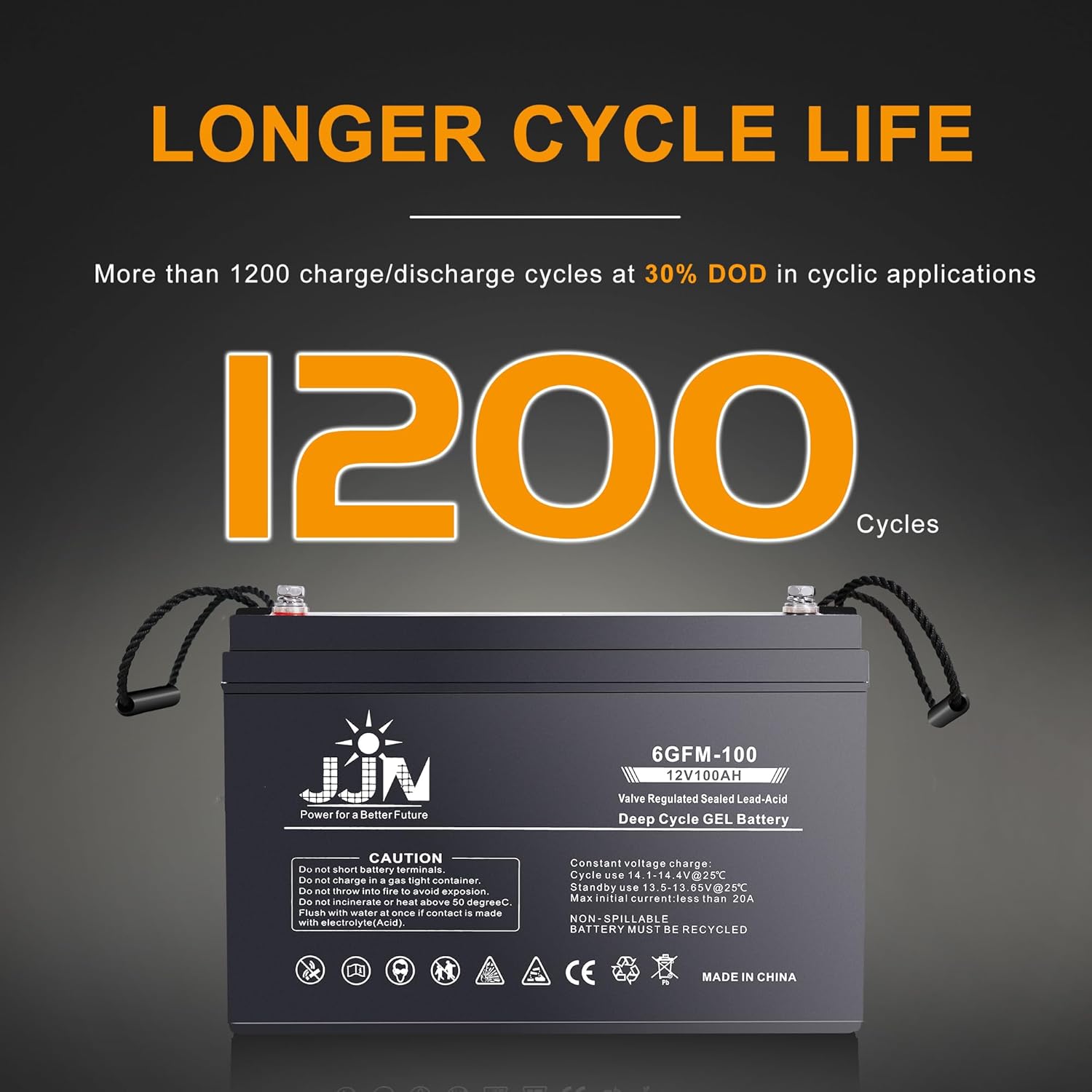 Batería de gel híbrida de ciclo profundo de 12 V 100 AH (paquete de 2) SLA VRLA Baterías automotrices de gel AGM recargables para viento solar, RV