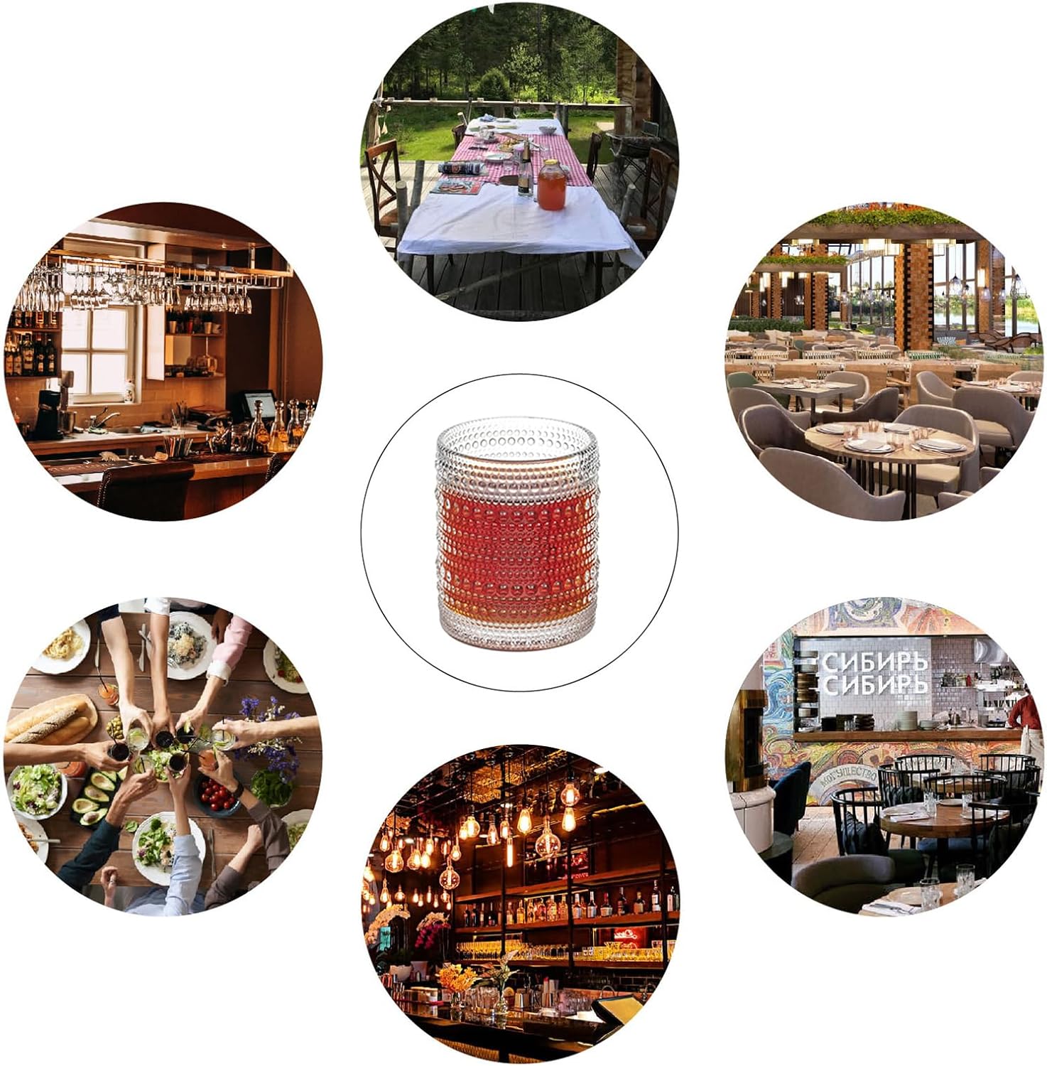Hobnail – Juego de 6 vasos de cristal vintage de 12 onzas, vasos de agua, vasos de agua, cristalería transparente en relieve para cerveza, jugo,