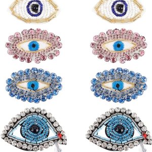 FINGERINSPIRE 8 parches de cristal con diamantes de imitación de Egipto contra el mal de ojo, 4 estilos exquisitos bordados en forma de ojo, parches FINGERINSPIRE 8 parches de cristal con diamantes de imitación de Egipto contra el mal de ojo, 4 estilos exquisitos bordados en forma de ojo, parches