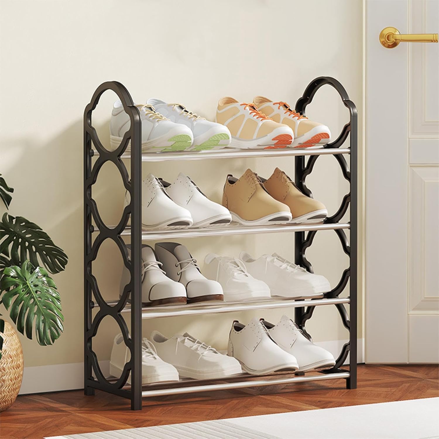 Generic Zapatero para el hogar, organizador de almacenamiento portátil con diseño de 4 niveles, estantes multiusos para zapatos de entrada y