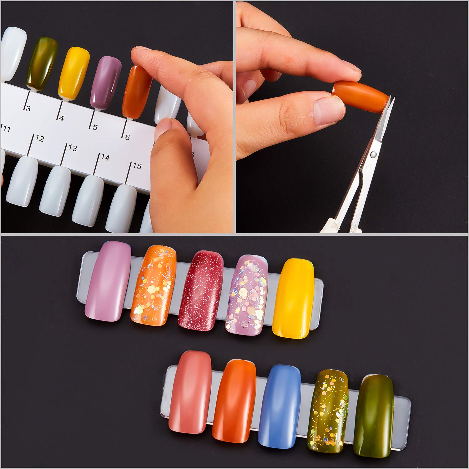 6 juegos de 216 puntas de doble capa de color de uñas tarjeta de visualización de plástico tablero de uñas de exhibición de uñas tablero de paleta