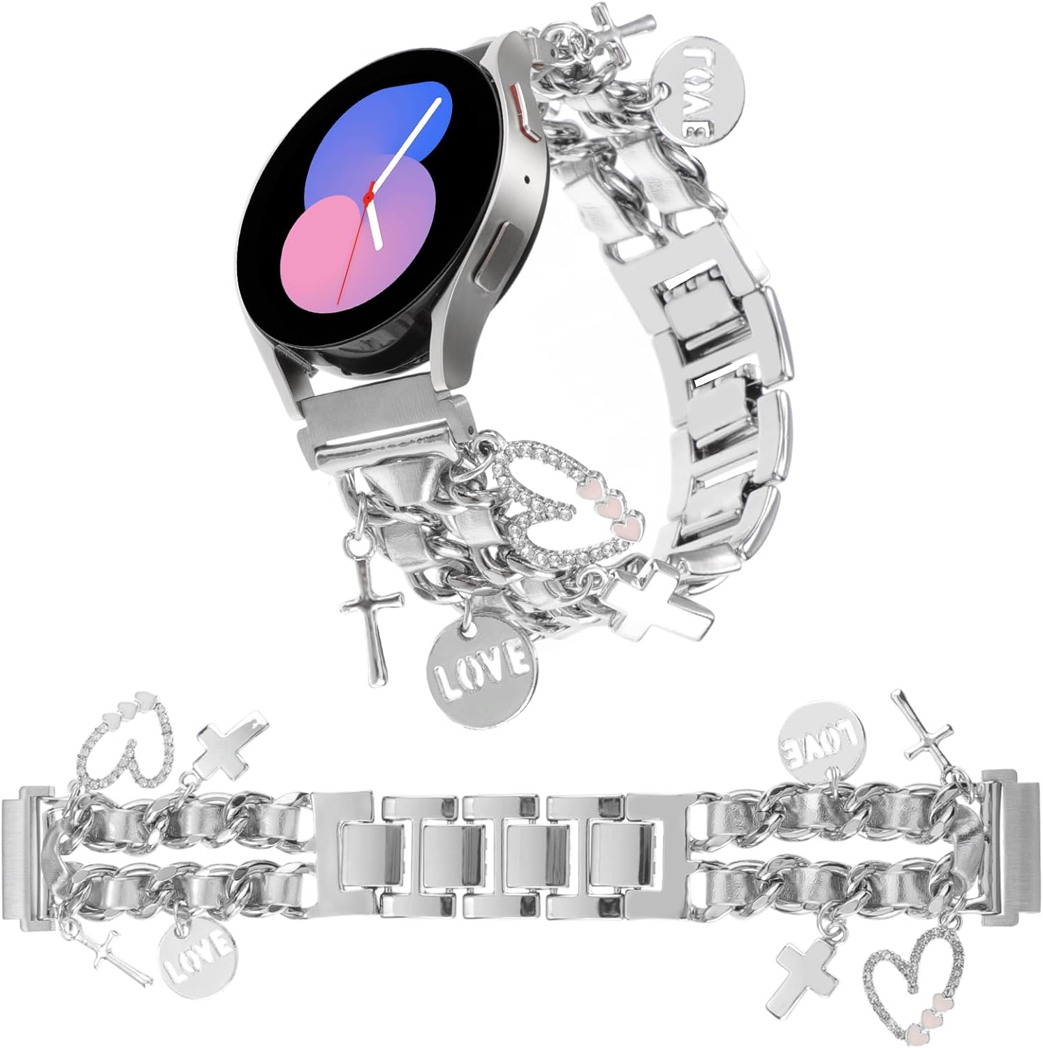 Elegante correa de reloj de metal de 0.787 pulgadas compatible con Samsung Galaxy Watch 6 5 4 401.732 in, Watch 4 Classic 421.811 in, Watch 3 1.614