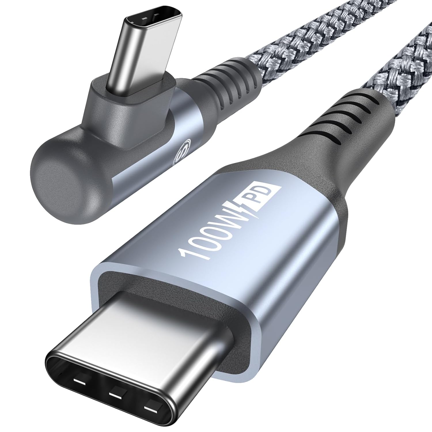 Cable USB-C a USB-C de 3.3 pies, PD 100 W iPhone 15, cable de carga rápida de nailon trenzado de ángulo recto para iPhone 15 Plus15 Pro Max,