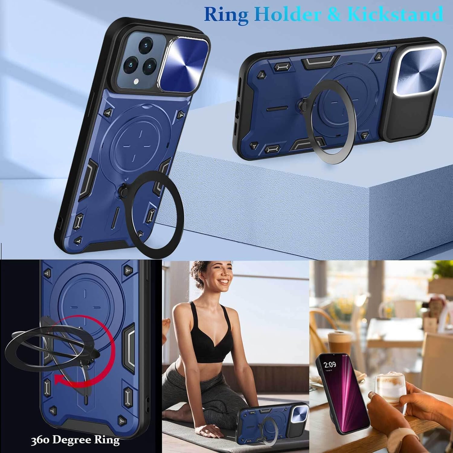 Funda para teléfono Revvl 6 5GRevvl 6X 5G, soporte de metal para mujeres y hombres, protector de lente de cámara, protección completa delgada y dura
