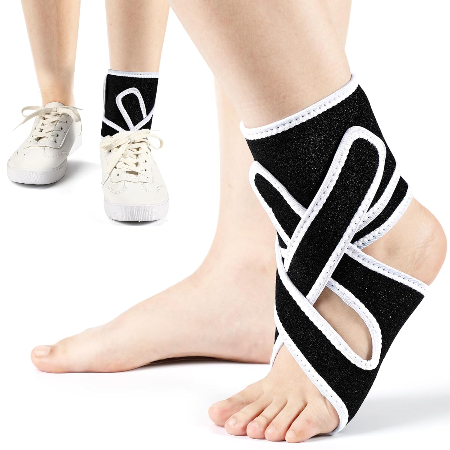 Vertintong AFO – Soporte para pie izquierdo para caminar con zapatos y calcetines, tobillera ajustable que proporciona soporte para caídas de pies,