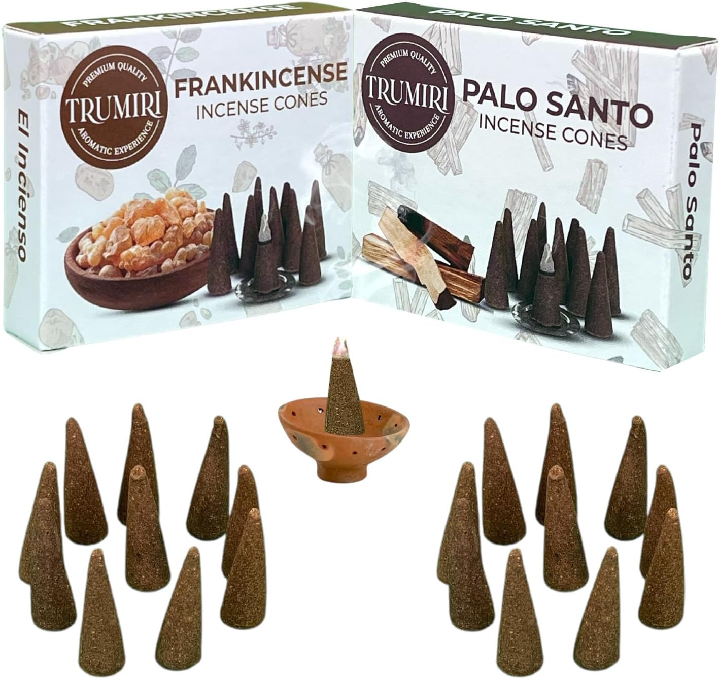 Conos de incienso  Paquete combinado de 20 conos de incienso  10 incienso + 10 Palo Santo  Conos de insencia  Conos de incienso perfumados  Aromas